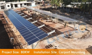 チコソーラー南アフリカでの80ｋｗ太陽光発電カーポートプロジェクト施工中 